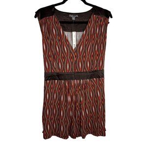 Vintage‎ Y2K Babydoll Apt. 9 Brown Red Geometric Top Womens Size 1X